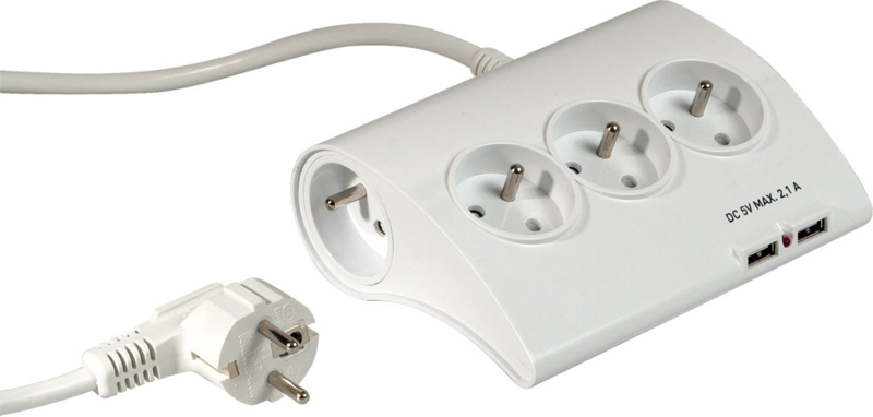 Adaptateur Multiprise Murale Double Prise Portable Avec 2 Ports