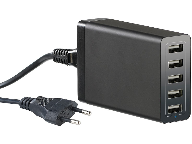Chargeur secteur USB intelligent 5 ports 8 A + support 6 smartphones
