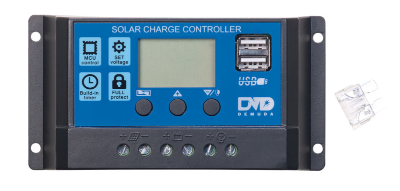 Régulateur de charge de panneau solaire avec 2 ports USB – 10 A