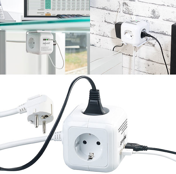 Cube multiprise 4 prises et 2 ports USB