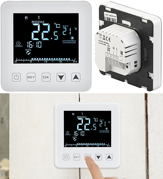 Thermostat LCD Alpha Direct 24 V avec design Disque pour chauffage au sol 