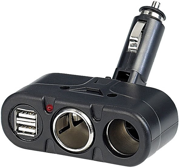 Multiprise allume-cigare avec 2 prises 12V et 2 prises USB 5V, 4.8 A