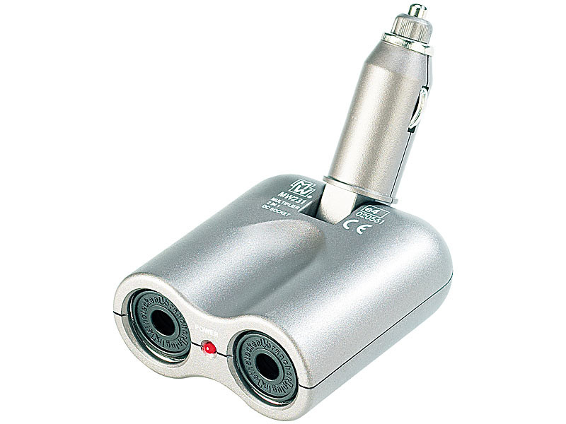 Double Prise Allume-cigare 12V/24V Avec Interrupteur - Rallonge 20 Cm, Fusible 15A, Pour Voiture, Camping-car, Bateau