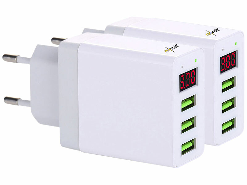 2 chargeurs secteur USB intelligents 5 ports