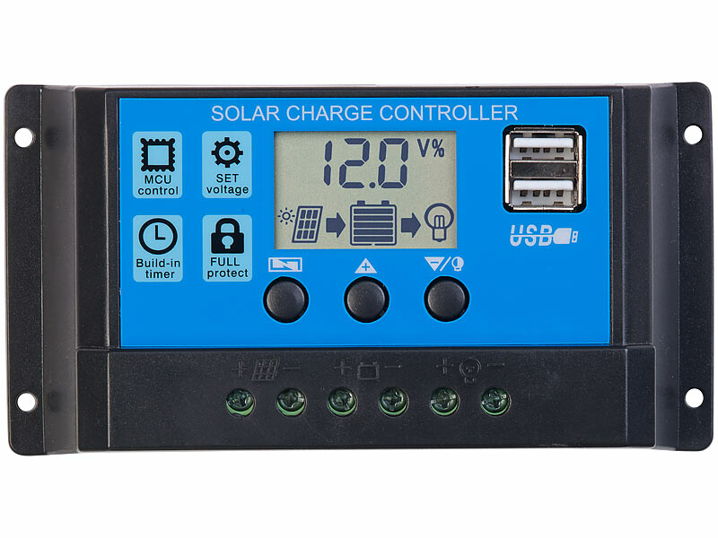 Régulateur de charge de panneau solaire avec 2 ports USB – 30 A