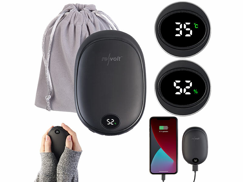 Chauffe-mains rechargeable 10 000 mAh, chauffe-mains électriques portatifs  USB, jusqu'à 15 heures, cadeau techno pour Raynauds, équipement de chasse,  survie, golf, accessoires de camping (H01)