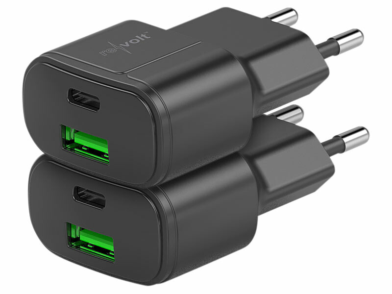 2 chargeurs secteur USB-A et USB-C 30 W- Noir