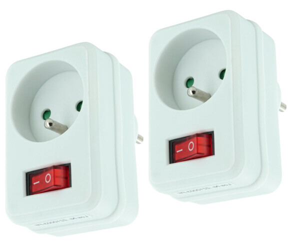 Adaptateur 2 prises 230 V avec interrupteur, Multiprises