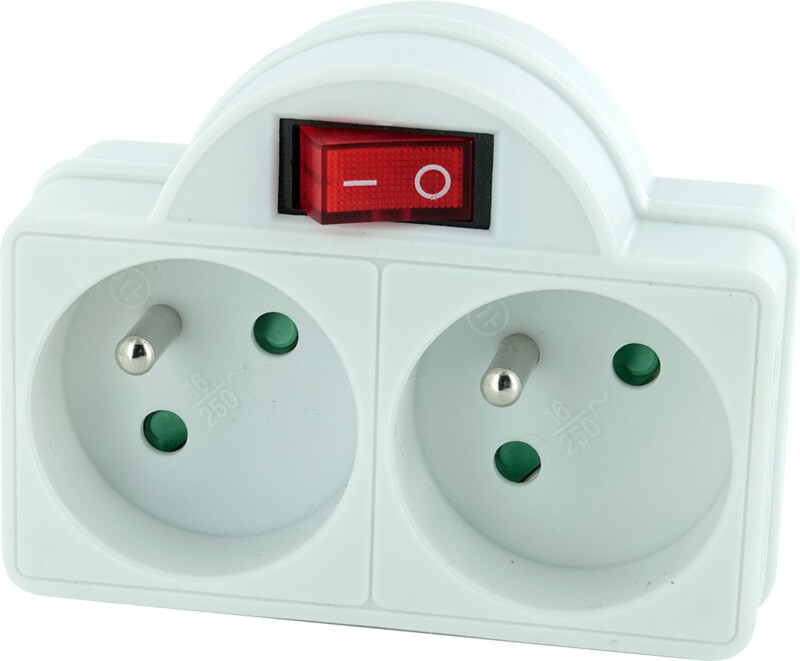 Adaptateur avec 2 prises 230 V et interrupteur