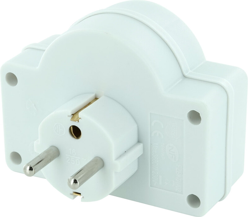 Adaptateur secteur avec 2 prises 230 V et interrupteur