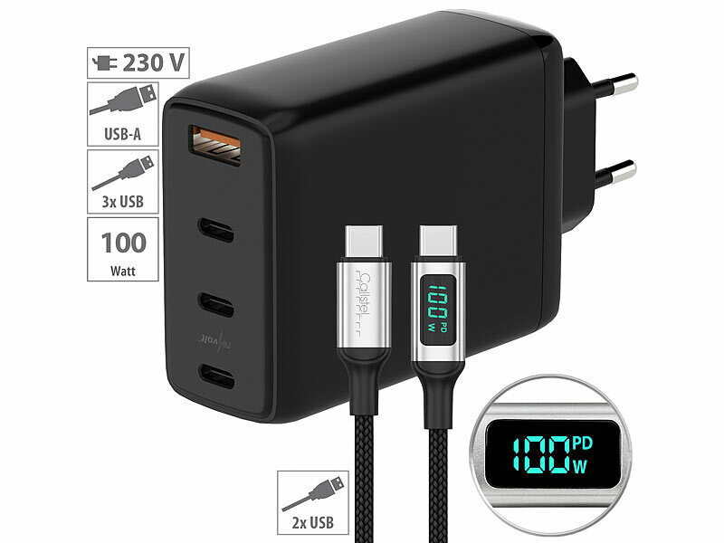 Chargeur 100w Usb C Chargeur Adaptateur secteur Compatible avec