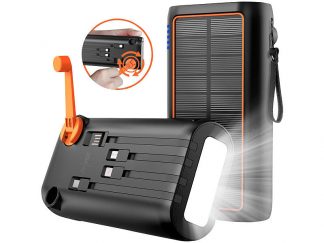 Batterie d'appoint solaire 30000 mAh avec dynamo et câbles intégrés PB-200.k (Reconditionné)
