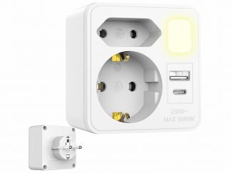 Multiprise chargeur USB-A / USB-C 12 W  avec veilleuse