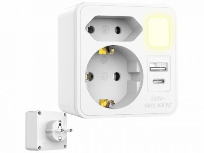 Multiprise chargeur USB-A / USB-C 12 W  avec veilleuse