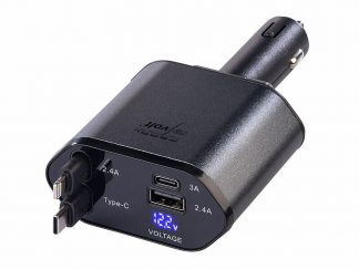 Chargeur allume-cigare 66 W USB-C / USB-A / Lightning pour 4 appareils