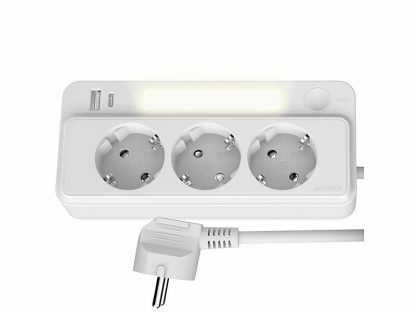 Multiprise 3 prises avec ports de charge USB-A / USB-C 20 W et veilleuse