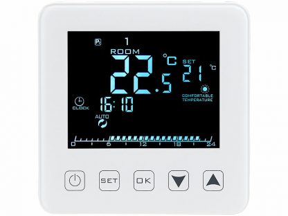 Thermostat mural pour plancher chauffant, LCD, touches tactiles, programmable (Reconditionné) – Image 3