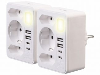 2 multiprises murales avec 4 ports de charge USB-A / USB-C et veilleuse