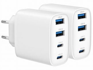 2 chargeurs secteur GaN USB 4 ports USB-A / USB-C Power Delivery 40 W