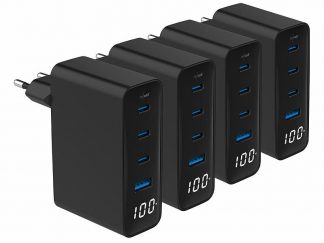 4 chargeurs secteur GaN USB-A / USB-C 100 W 4 ports avec écran