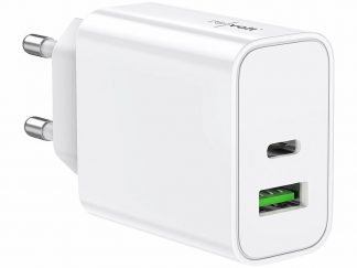 Chargeur secteur USB-C Power Delivery et USB-A Quick Charge 30 W - coloris blanc