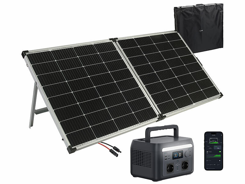 Panneau solaire pliable 240 W avec batterie nomade HSG-500 - Argenté