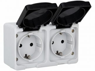 Double prise électrique étanche en saillie