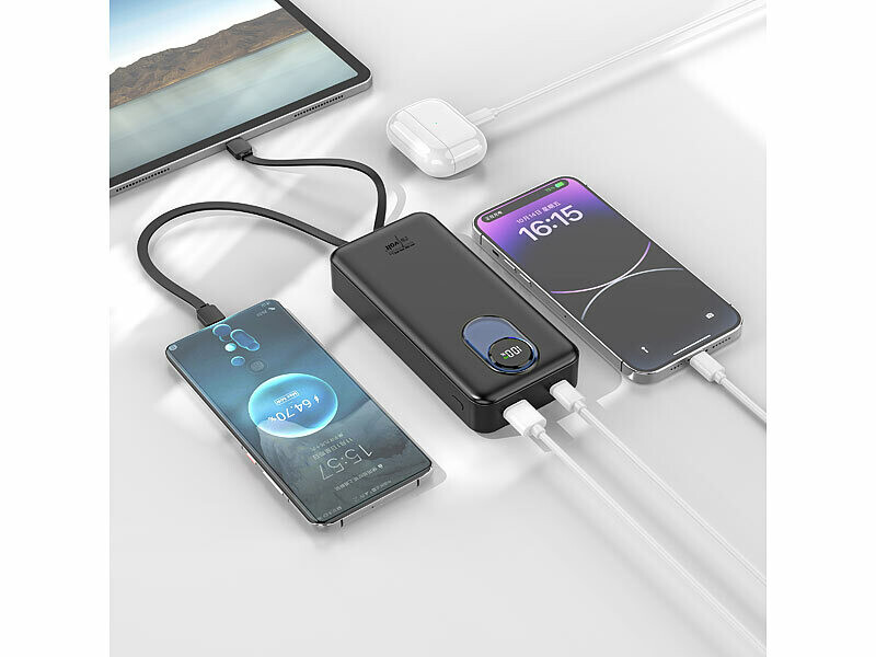 Batterie externe 20000 mAh PB-850 USB-A et câbles USB-C / Lightning – Image 2