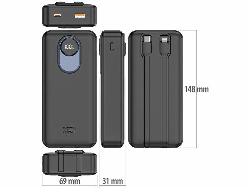 Batterie externe 20000 mAh PB-850 USB-A et câbles USB-C / Lightning – Image 6