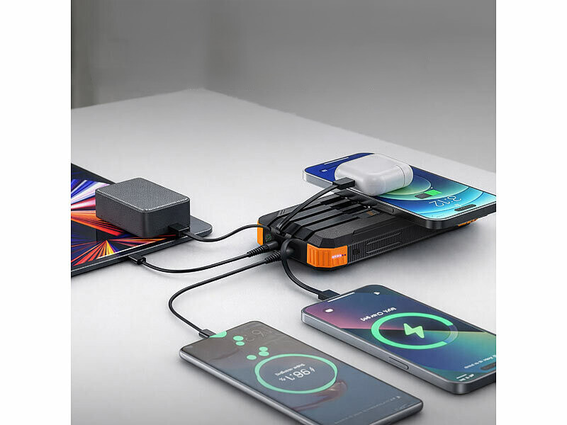 Batterie externe solaire et dynamo 20.000 mAh PB-830 avec câbles USB-C / USB-A / Lightning – Image 2