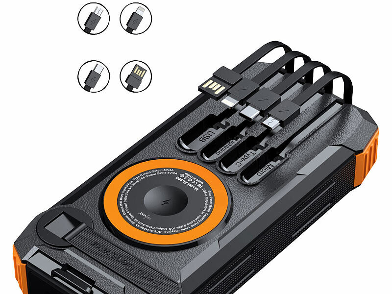 Batterie externe solaire et dynamo 20.000 mAh PB-830 avec câbles USB-C / USB-A / Lightning – Image 3