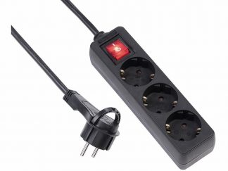 Multiprise 3 prises avec interrupteur et fiche plate - coloris noir
