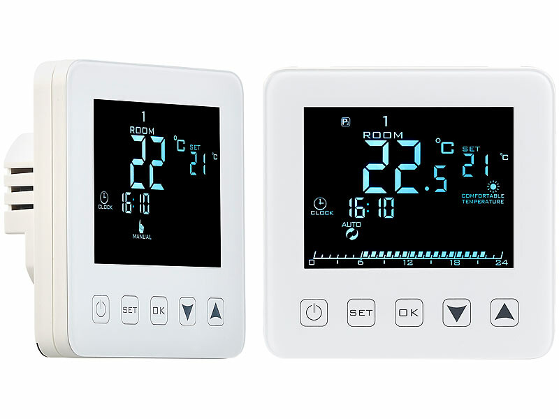 2 thermostats muraux pour plancher chauffant, LCD, programmables – Image 2