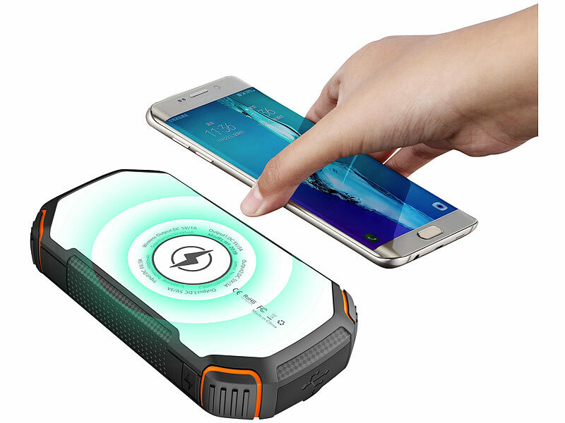 Batterie de secours solaire 20000 mAh compatible charge induction Qi Reconditionné