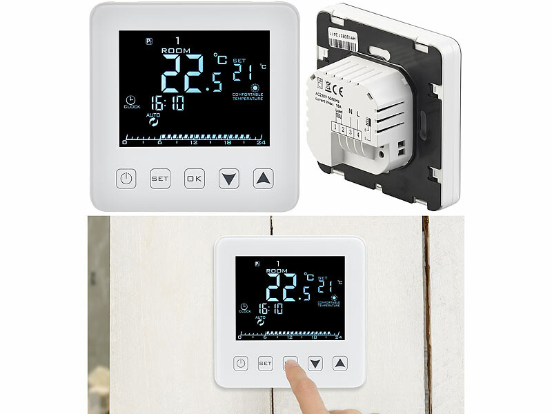 2 thermostats muraux pour plancher chauffant, LCD, programmables – Image 3