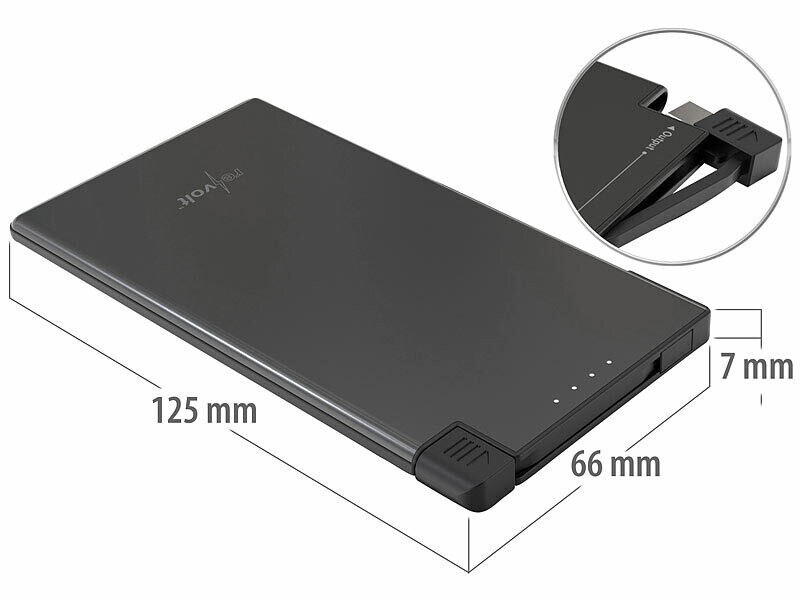Batterie externe extra plate 5000 mAh PB-820 avec câble USB-C intégré (Reconditionné) – Image 5