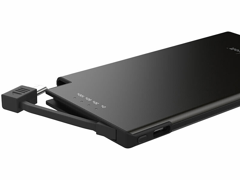 Batterie externe extra plate 5000 mAh PB-820 avec câble USB-C intégré (Reconditionné) – Image 2