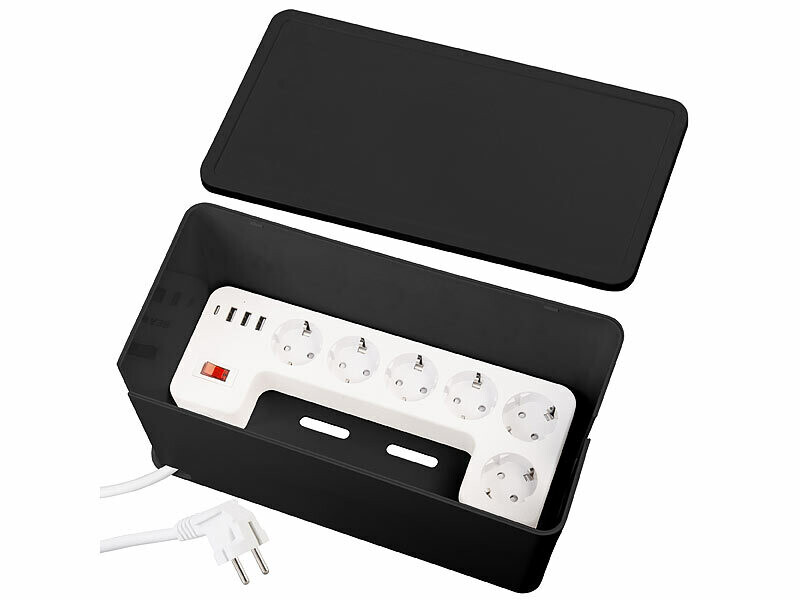 Multiprise 6 prises secteur + 4 USB avec boîte de rangement - coloris noir (Reconditionné) – Image 6