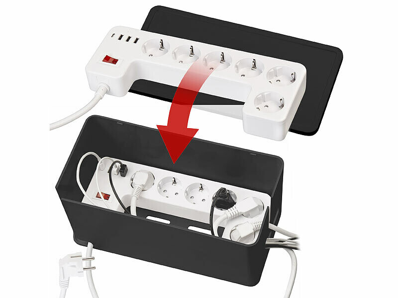 Multiprise 6 prises secteur + 4 USB avec boîte de rangement - coloris noir (Reconditionné) – Image 7