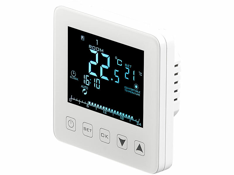 Thermostat mural pour plancher chauffant, LCD, touches tactiles, programmable - x4 – Image 3