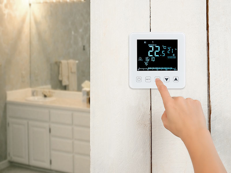 Thermostat mural pour plancher chauffant, LCD, touches tactiles, programmable - x4 – Image 6
