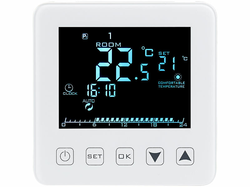 Thermostat mural pour plancher chauffant, LCD, touches tactiles, programmable - x4 – Image 4