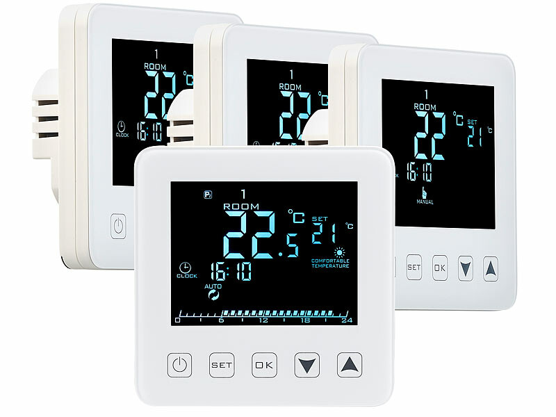 Thermostat mural pour plancher chauffant, LCD, touches tactiles, programmable - x4 – Image 2