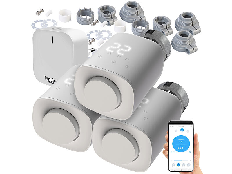 3 têtes thermostatiques connectées pour radiateur avec passerelle réseau