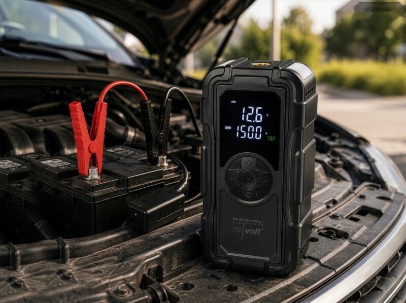 Booster pour batterie auto PB-855 avec compresseur, batterie externe USB et lampe de poche LED – Image 2