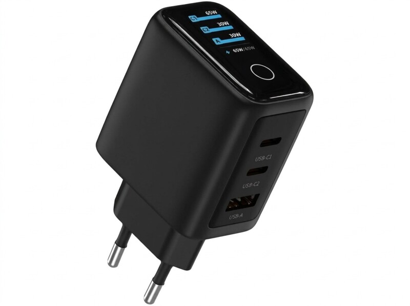 Chargeur secteur GaN USB-A / 2 x USB-C 65 W avec écran – Image 4
