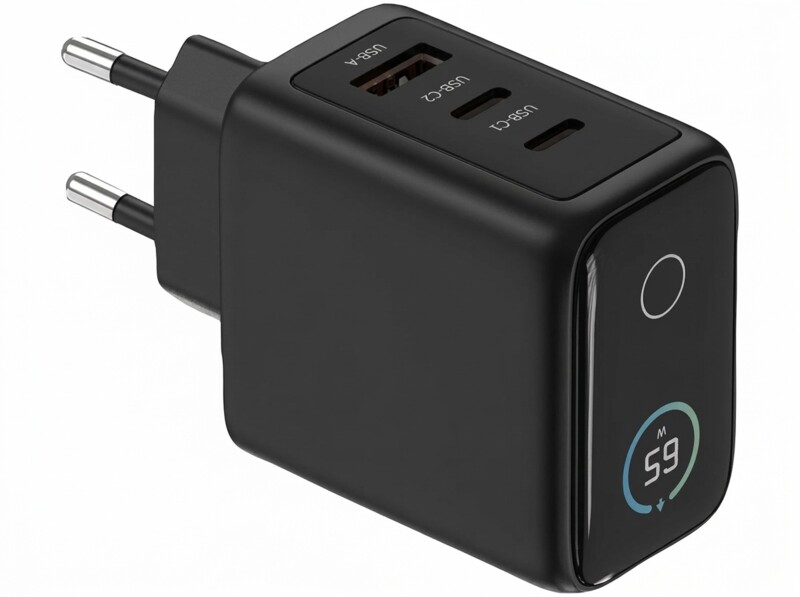 Chargeur secteur GaN USB-A / 2 x USB-C 65 W avec écran – Image 2