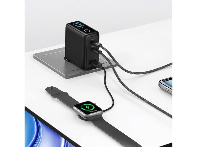 Chargeur secteur GaN USB-A / 2 x USB-C 65 W avec écran – Image 3