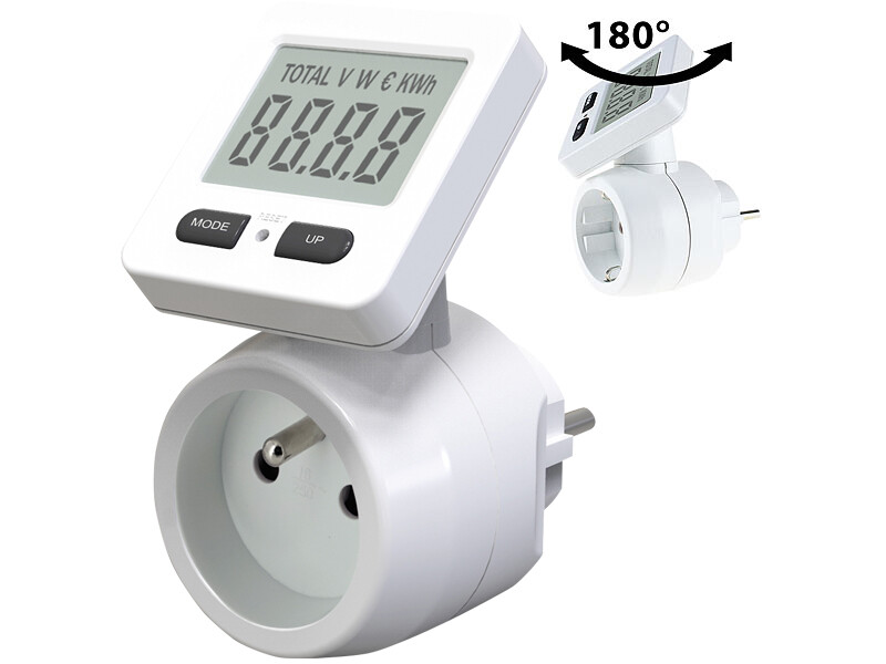 Wattmètre avec écran pivotant à 180° - jusqu'à 3.680 W (Reconditionné)